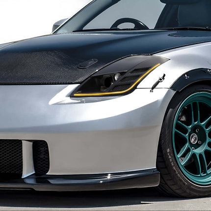 Enhance your Nissan 350Z with custom aero parts like front splitters, side skirts, spoilers, and diffusers for improved aerodynamics, performance, and a more aggressive look