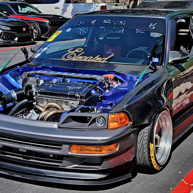 Honda EE9 EF9 CRX EE8 EF8 JDM Performance Accessories
These JDM performance accessories are a great match for Honda Civic EE9, EF9 SiR, CRX EE8, and EF8 models. Created for owners who value both form and function, they help deliver a more aggressive exterior style while contributing to better air management and engine cooling, making them a strong addition to any serious Honda build.