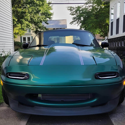 Miata MX-5 NA Roadster plug-and-play LED turn signal conversion, bright amber sequential flashers, stylish front bumper-mounted indicator lights, modern safety and aesthetic upgrade.

