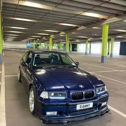 BMW E36 M3 big brake kit with high-performance drilled and slotted rotors, brake pads, and stainless steel brake lines for maximum stopping power. Designed for aggressive street driving and track racing.
