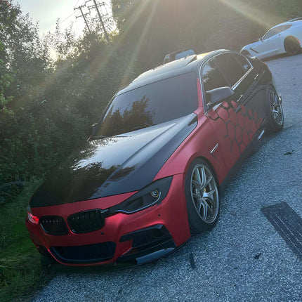 F31 rear trunk spoiler, F34 carbon fiber wing, F35 aerodynamic rear styling, high-speed stability upgrade, aggressive trunk lip modification, track-ready downforce enhancement, race-ready lightweight spoiler improvement.