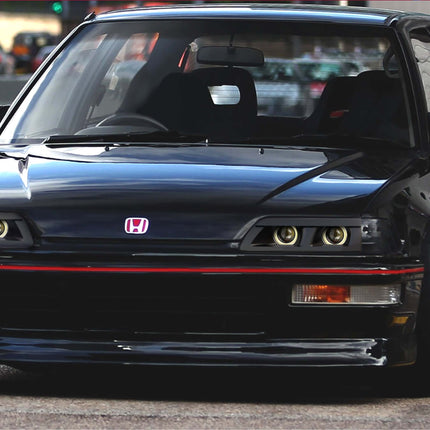 Honda EE9, EF9, SiR, CRX EE8, EF8 VTEC carbon fiber hood, lightweight racing body, aerodynamics enhancement, vented hood, JDM-style fitment, reduced front-end weight, heat dissipation, improved track performance.

