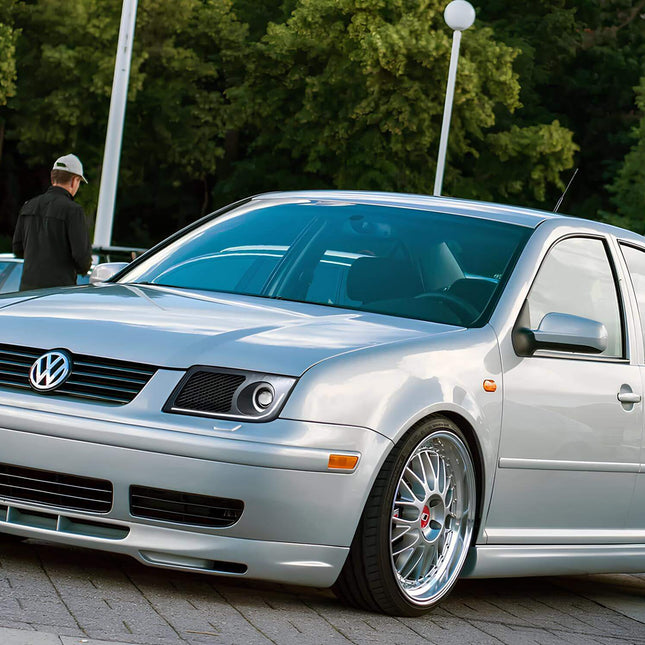 Jetta MK4 front and rear sway bar kit, reinforced stabilizer bars, reduced body roll, track-proven suspension upgrade, aggressive cornering improvement.

