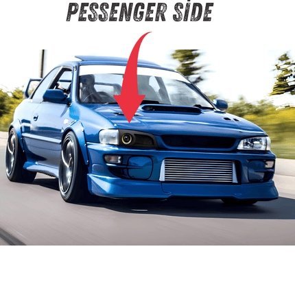 Subaru GC8 quick-release racing steering wheel, suede deep dish design, motorsport-spec rapid detachment system, improved high-speed handling response.

