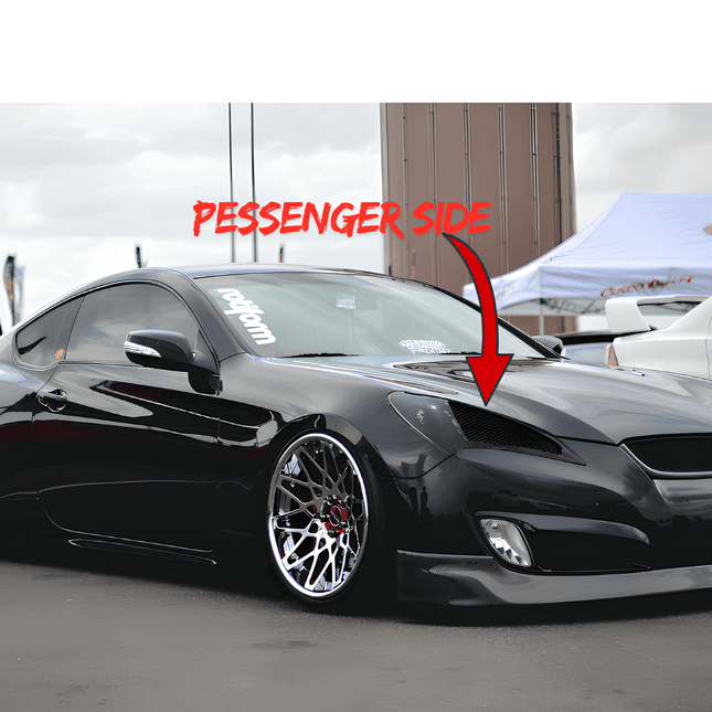 Hyundai Genesis Coupe coilover suspension, adjustable ride height, track-tuned damping, camber kit, sway bars, polyurethane bushings, high-performance cornering, race-proven handling, aggressive stance, improved suspension control.

