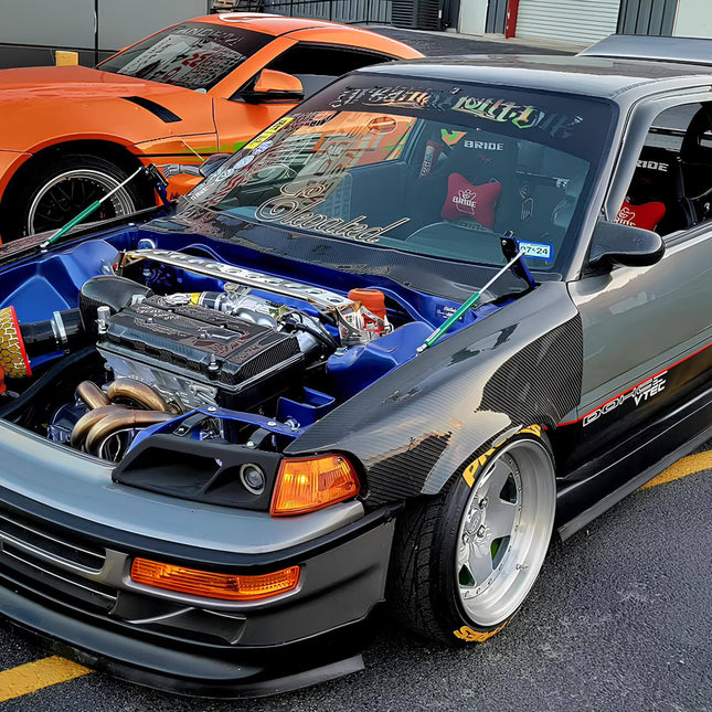 High-Quality Aftermarket Components for Honda Civic SiR and CRX VTEC
Designed for the legendary Honda Civic EE9 / EF9 SiR and CRX EE8 / EF8, these aftermarket components combine aggressive JDM style with practical performance benefits. They are ideal for improving front-end airflow, supporting cooling efficiency, and enhancing the overall visual identity of your Honda with a clean and motorsport-inspired finish.