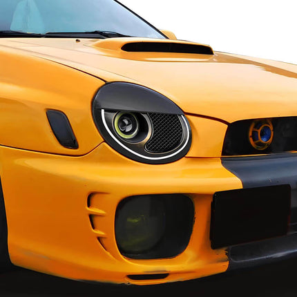 2003 WRX STI Alcantara racing seat upholstery, high-bolster driver support, FIA-approved motorsport interior upgrade.

