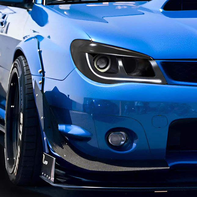 Subaru WRX STI carbon fiber hood, lightweight aerodynamic upgrade, improved engine cooling, race-proven heat dissipation, track-tuned styling enhancement.

