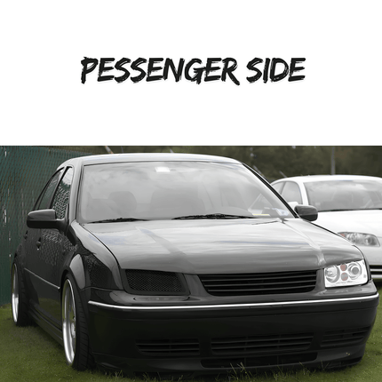 Volkswagen Jetta MK4 carbon fiber hood, lightweight aerodynamic upgrade, improved engine cooling, race-proven heat dissipation, track-tuned styling enhancement.

