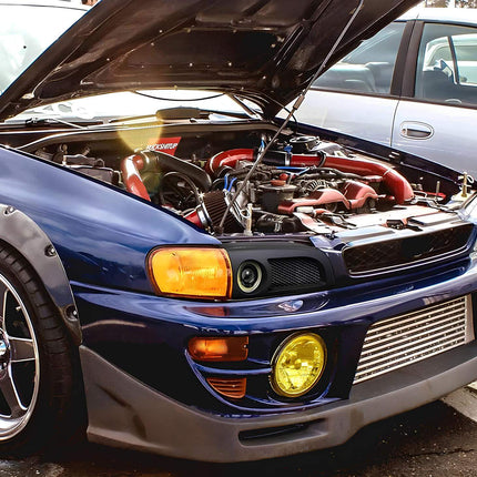 Subaru WRX GC8 weighted shift knob, short throw shifter kit, optimized gear engagement, race-tuned manual transmission upgrade.

