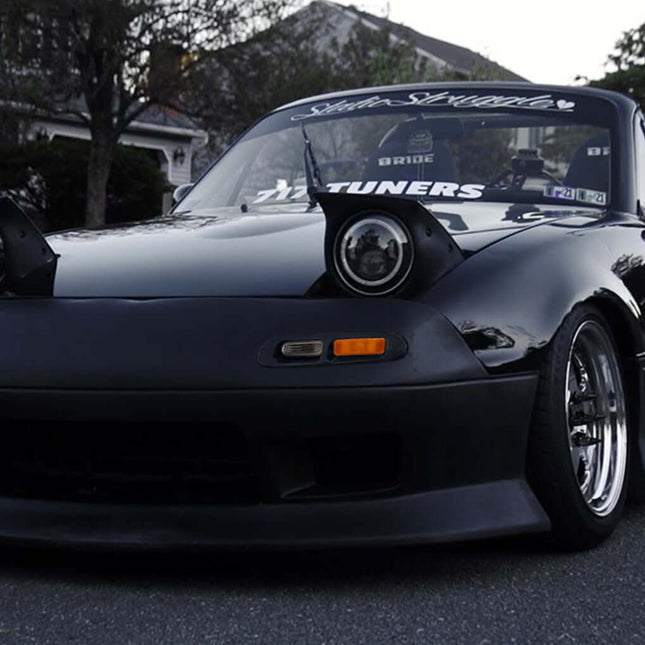 Mazda Miata MX-5 NA Roadster amber LED bumper turn signals, road-legal sequential indicators, stylish JDM-spec signal lights, modern vehicle lighting upgrade, track and street optimized lighting.

