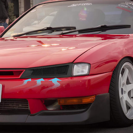 240SX carbon fiber racing hood, lightweight high-performance exterior upgrade, improved engine cooling, aggressive track-spec front-end styling.

