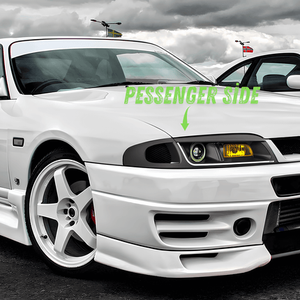 Nissan Skyline R33 GTS S1 carbon fiber vented hood, lightweight race-spec construction, improved engine cooling, track-optimized heat dissipation, aggressive JDM styling, high-performance airflow efficiency.

