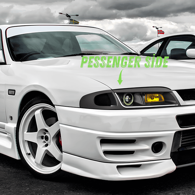 Nissan Skyline R33 GTS S1 carbon fiber vented hood, lightweight race-spec construction, improved engine cooling, track-optimized heat dissipation, aggressive JDM styling, high-performance airflow efficiency.


