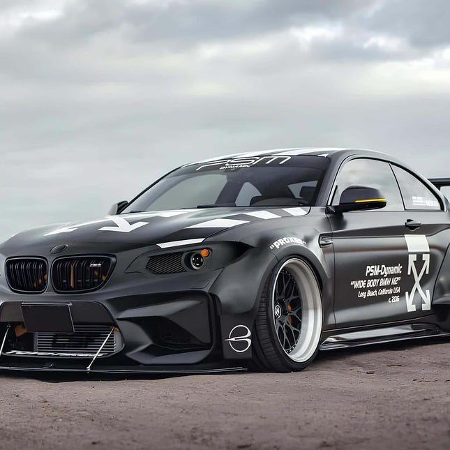 Enhance your BMW 2 Series F22, F23, F87, F88 with our custom headlight upgrade featuring aggressive design, premium LED lighting, and improved air intake for superior performance and style.

