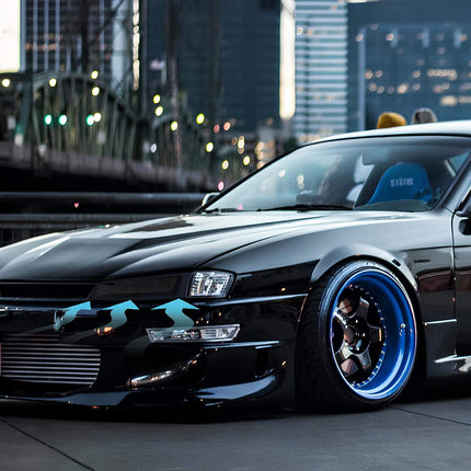 Silvia S14 high-performance vented front bumper, optimized air intake flow, race-ready cooling efficiency, aggressive styling upgrade, high-speed aerodynamics.

