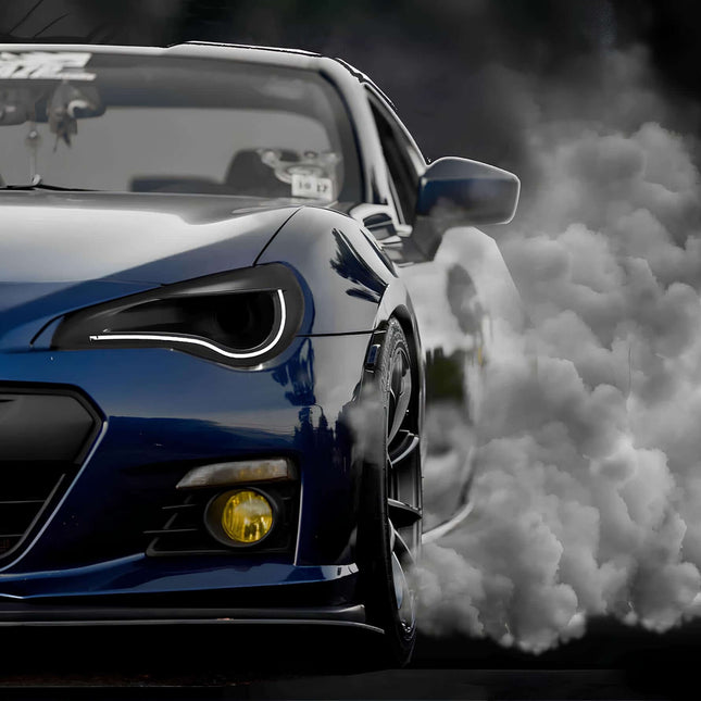 Scion FR-S fully adjustable coilover suspension, race-spec damping control, improved ride height tuning, track-ready suspension stability, aggressive stance setup.

