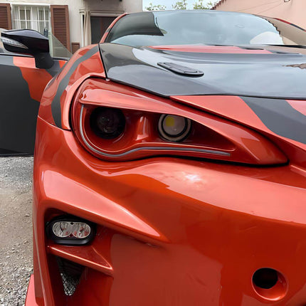 Scion FR-S widebody fender flares, lightweight fiberglass construction, aggressive stance enhancement, improved airflow management, race-spec exterior upgrade.

