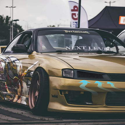 Nissan Silvia S14 GT-style rear diffuser, carbon fiber high-speed aerodynamic enhancement, optimized rear-end airflow, track-proven aggressive styling.

