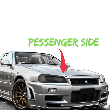 Nissan Skyline R34 complete body kit, JDM-style front lip, carbon fiber side skirts, rear bumper diffuser, track-ready aerodynamics upgrade.


