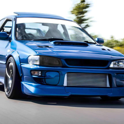 GC8 STI performance oil cooler system, billet aluminum housing, stainless steel braided lines, race-proven thermal management, track-ready cooling efficiency.

