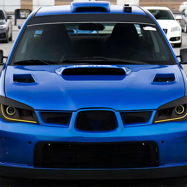WRX STI widebody fender flares, lightweight fiberglass construction, aggressive stance enhancement, improved airflow management, race-spec exterior upgrade.

