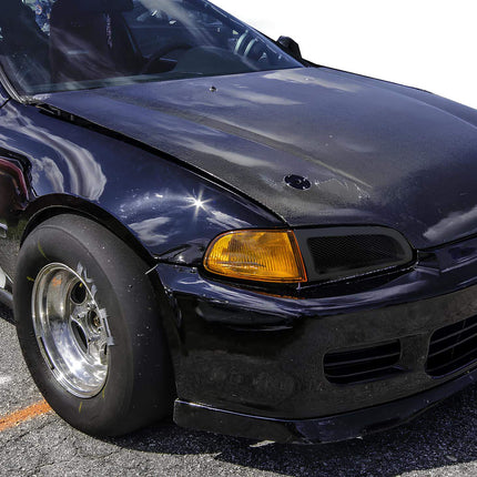 "Honda Civic EG polycarbonate race windows – lightweight, shatter-resistant side and rear windows designed for improved aerodynamics and reduced weight in high-performance builds."

