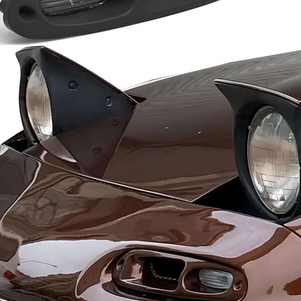 Miata MX-5 NA Roadster side marker turn signals, fender-mounted indicator lights, amber lens LED signal lights, JDM-style clear turn signals, improved brightness, track-spec road visibility.

