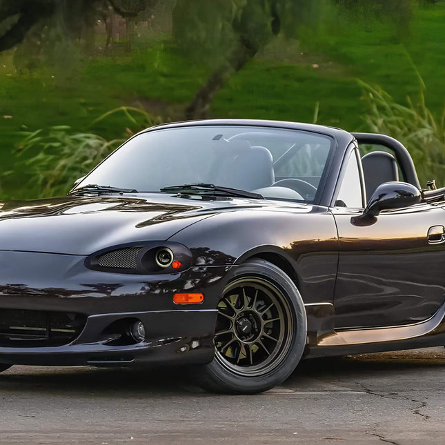 Miata MX-5 NB2 short shifter kit, weighted shift knob, quick-shift linkage, improved gear engagement, track-ready transmission response, smooth shifting, precision racing control, JDM transmission setup.

