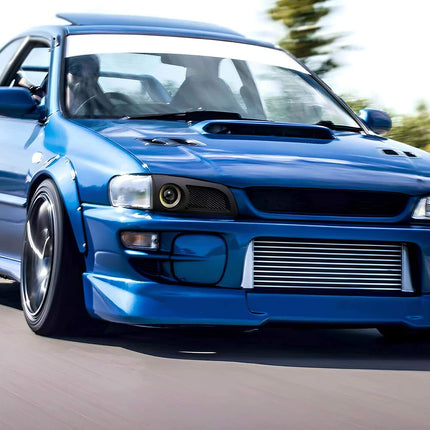 WRX STI GC8 carbon fiber mirror covers, lightweight aerodynamic design, aggressive JDM styling, high-speed drag reduction.

