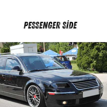 Passat B5 racing big brake kit, lightweight drilled and slotted rotors, multi-piston calipers, improved braking force, high-performance brake pads.

