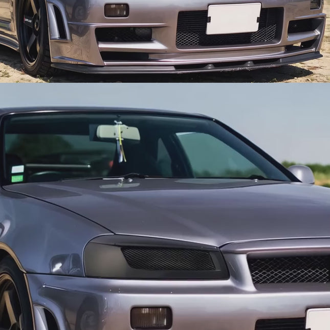 Skyline R34 reinforced sway bars, front and rear stabilizers, upgraded end links, high-performance cornering response, aggressive track handling.

