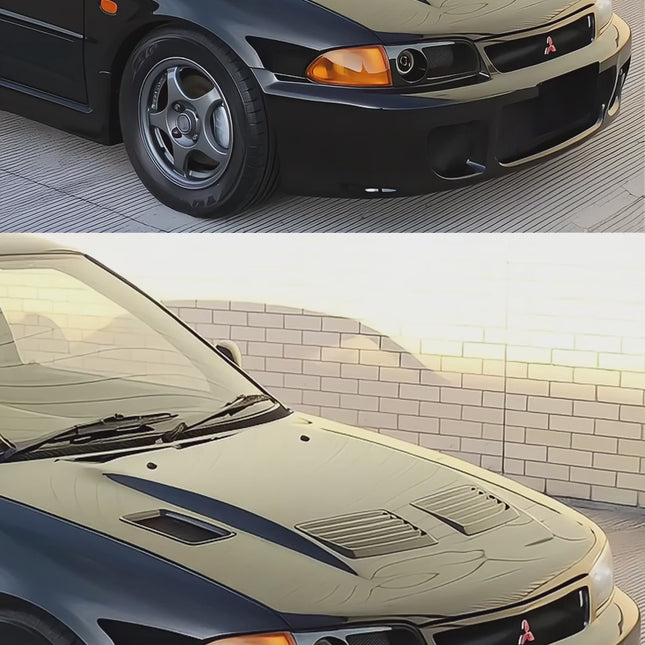 Mitsubishi Evo I, II, III cold air intake system, high-flow air filter, carbon fiber intake pipe, short ram intake, improved throttle response, optimized airflow, dyno-proven horsepower gains, JDM-spec air induction kit.

